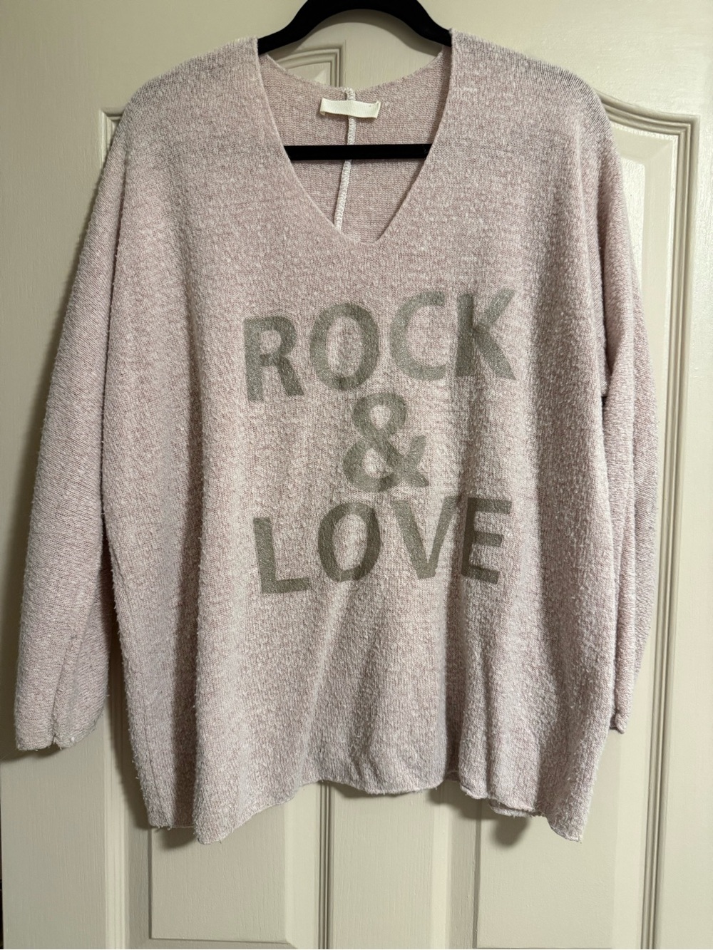 Rock & Love Pink V-Neck Cozy Sweater